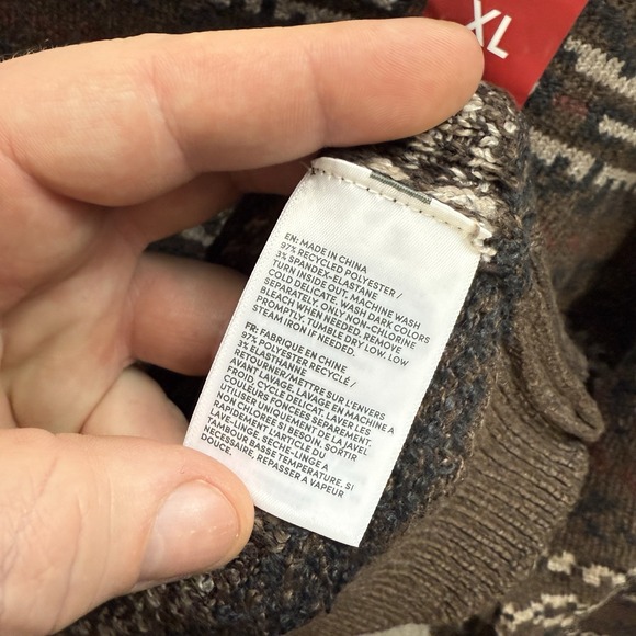 Lands End Sweater Adult XL Multicolor Fair Isle Knit Crewneck Grandpa Old Money - Picture 9 of 13